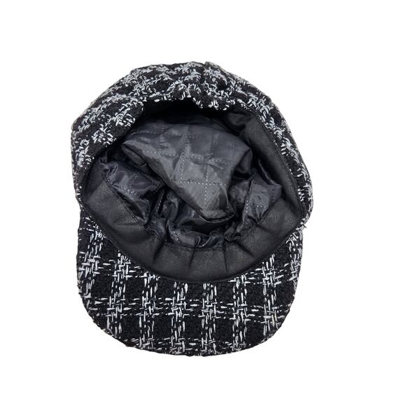 Glen Plaid Tartan Outdoor Hat Cap Cabbie Newsboy Lightweight Black White Onesize - Picture 7 of 8
